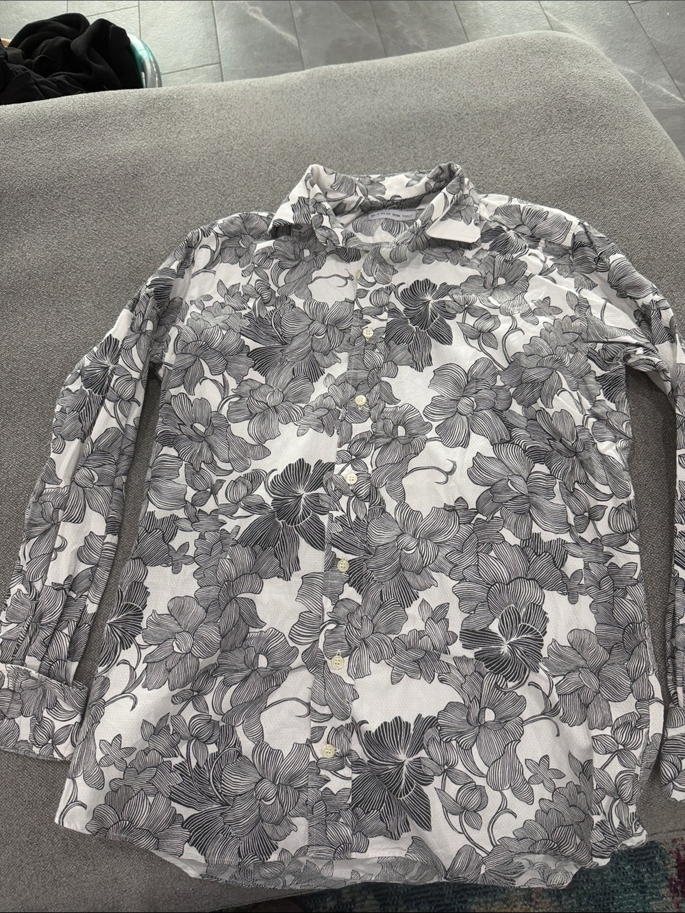 Etro Black & White Floral Button-Up Blouse